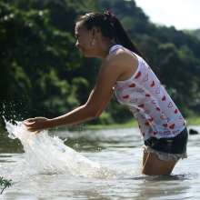 Owen: Kim and Nicole in the Pond--Photos