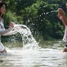 Owen: Kim and Nicole in the Pond--Photos