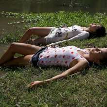 Owen: Kim and Nicole in the Pond--Photos