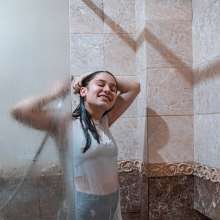 Wet Live Team: She Is All Wet in the Pool and in the Shower after Sports