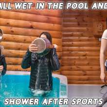 Wet Live Team: She Is All Wet in the Pool and in the Shower after Sports