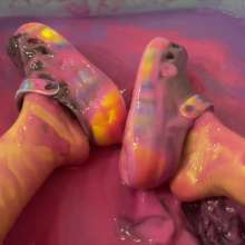 lovingmessy4you: Slime in Belly Dancer Costume and Crocs