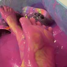 lovingmessy4you: Slime in Belly Dancer Costume and Crocs