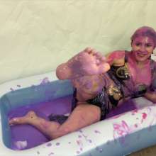 lovingmessy4you: Slime in Belly Dancer Costume and Crocs