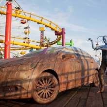 DrVenkman: Felicia Day Body Paint for Car Ad from 2014