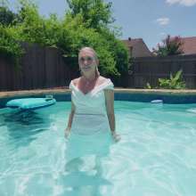 WetlookFashion: Angel in the Pool Wearing a Wedding Dress