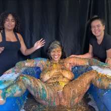 RevSlymsford: Gameshow Forfeit: Gaby Strip + Humiliating Open Legged Mess