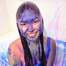 messyhot: Laotian Doll Sammie Baby Slimed in a Shiny Bathing Suit