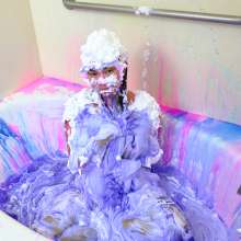messyhot: Laotian Doll Sammie Baby Slimed in a Shiny Bathing Suit