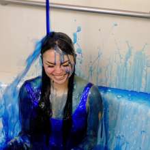 messyhot: Laotian Doll Sammie Baby Slimed in a Shiny Bathing Suit