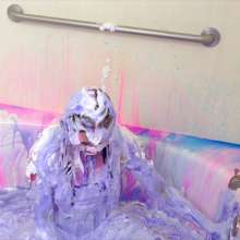 messyhot: Laotian Doll Sammie Baby Slimed in a Shiny Bathing Suit