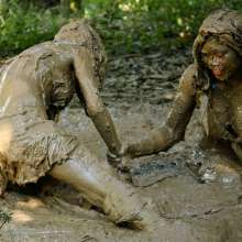 Owen: Lyca and Say C Mud Tug of War!  Photos