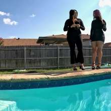 WetlookFashion: Maria and Tina Are Getting Wet in All Black Outfits