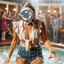 Sleazoid44: Wet Shorts, Sheer Blouse, Gooey Pie