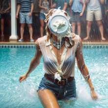 Sleazoid44: Wet Shorts, Sheer Blouse, Gooey Pie