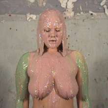 Anglefan: Gorgeous blonde Katie slimed in the nude