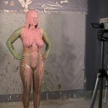 Anglefan: Gorgeous blonde Katie slimed in the nude