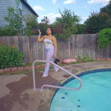 WetlookFashion: Tina Takes a Dip in the Pool Wearing All White
