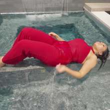 WetlookFashion: Tina Takes a Formal Swim and Shower