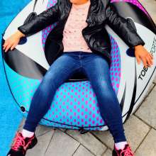 Wet Orchid: Wet Orchid Swims in Pool with Long Leather Jacket On.Clothed