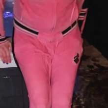Wet Orchid: Wet Orchid Takes Night Swim In Pink Velour Tracksuit, Shoes
