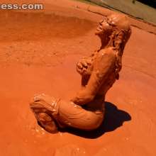 Jayce: White Clothes and Pantyhose Trashed in Thick, Smooth Mud!