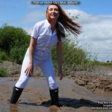 DungeonMasterOne: Lily's dazling white jodhpurs meet a muddy fate!