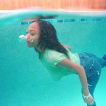 WetlookFashion: Amy Is Hiding in the Pool All Dressed Up.