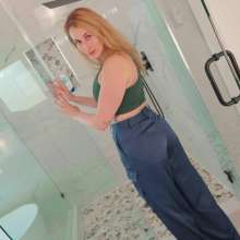WetlookFashion: Ariel Showers and Bathes in Satin Pants, Crop Top and Heels