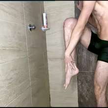 WETColours: Dario in the Shower with a Blue Tank Top and Pants