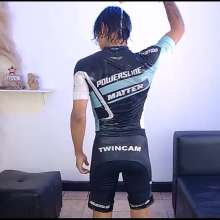 WETColours: Sexy Derek Gets His Awesome Cycling Suit Wet
