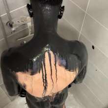 NynoGunge: Full Body Black Paint Naked