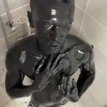 NynoGunge: Full Body Black Paint Naked