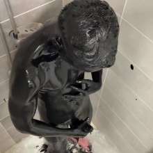NynoGunge: Full Body Black Paint Naked