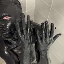 NynoGunge: Full Body Black Paint Naked