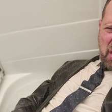 zave66: Fully Suited Shower Play