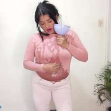 Hikari-Studio-Wam: Hikari Fills Her Outfit with a Lot of Slime.