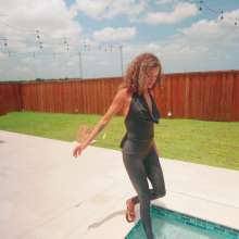 WetlookFashion: Jasmine Swims in Shiny Wetlook Leggings and Satin Top