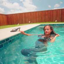 WetlookFashion: Jasmine Swims in Shiny Wetlook Leggings and Satin Top
