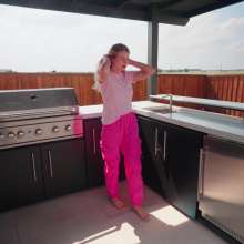 WetlookFashion: Joy Falls in the Pool In Cargo Pants and a T-shirt