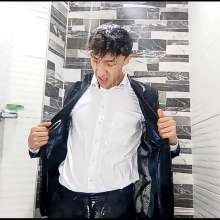 WETColours: Luke Takes a Shower Wearing a Jacket with Shirt and Pants