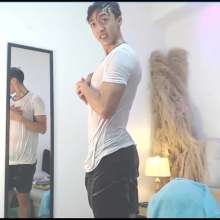 WETColours: Luke Wet in White T-shirt and Black Shorts
