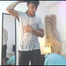 WETColours: Luke Wet in White T-shirt and Black Shorts