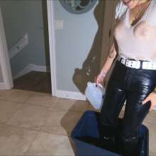 Tight and Wet Clothes: Oiled Wearing Skintight Designer Jeans and Boots