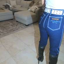 Tight and Wet Clothes: Oiled Wearing Skintight Designer Jeans and Boots