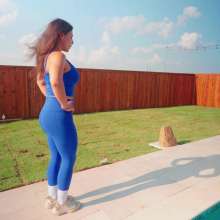 WetlookFashion: Reina Gets Wet in a Sexy Blue Workout Set