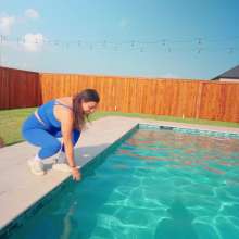 WetlookFashion: Reina Gets Wet in a Sexy Blue Workout Set