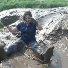 DungeonMasterOne: Rosemary's Denim Jumpsuit Mudbath