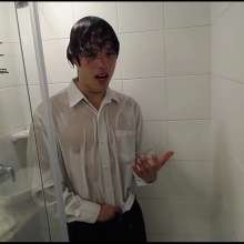 WETColours: Ross in the Shower with a Fantastic White Shirt and Jeans