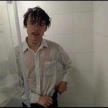 WETColours: Ross in the Shower with a Fantastic White Shirt and Jeans